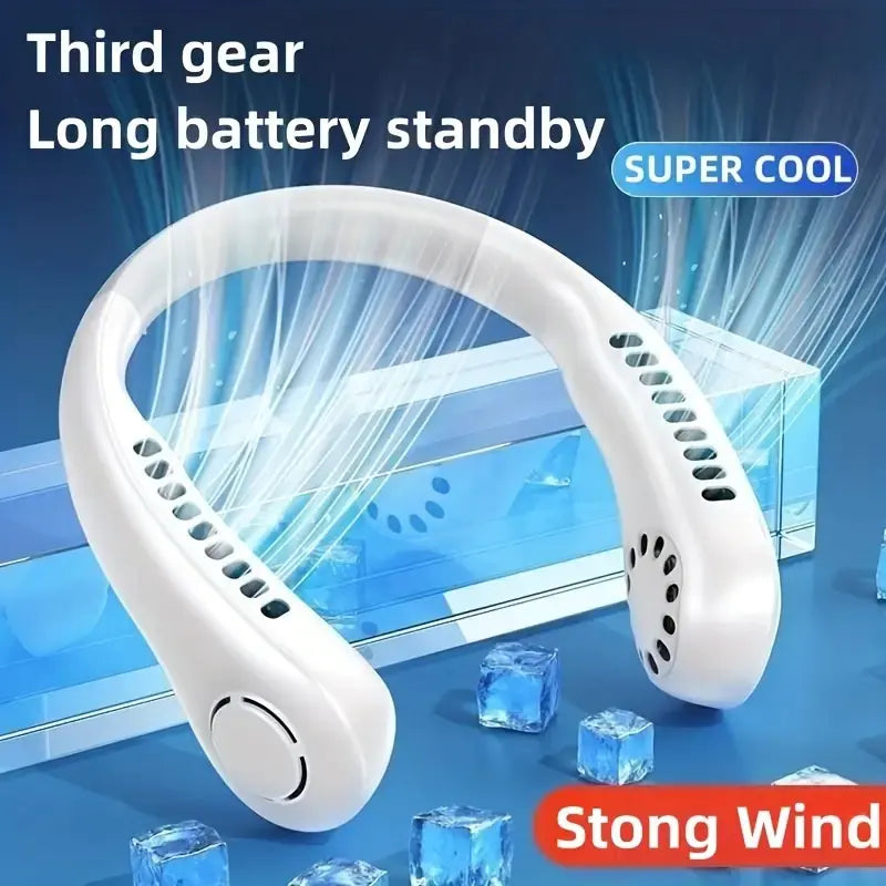Portable Neck Hanging Mini Leafless Fan (Rechargeable)