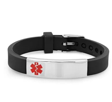 Titanium Steel Black Pink Medical Silicone Bracelet